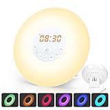 totobay Wake Up Light, Newest Alarm Clock {2nd Generation} Sunrise Simulation Snooze Radio Clock Bedside Night Light Nature Sounds, FM Radio, Touch Control USB Charger (6638)