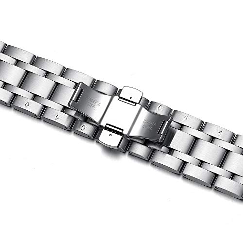 Tissot Stainless Steel Watch Band for T035 CHIMAERA 19mm 22mm 23mm 24mm Strap Deployment Butterfly Clasp (Silver-24mm)