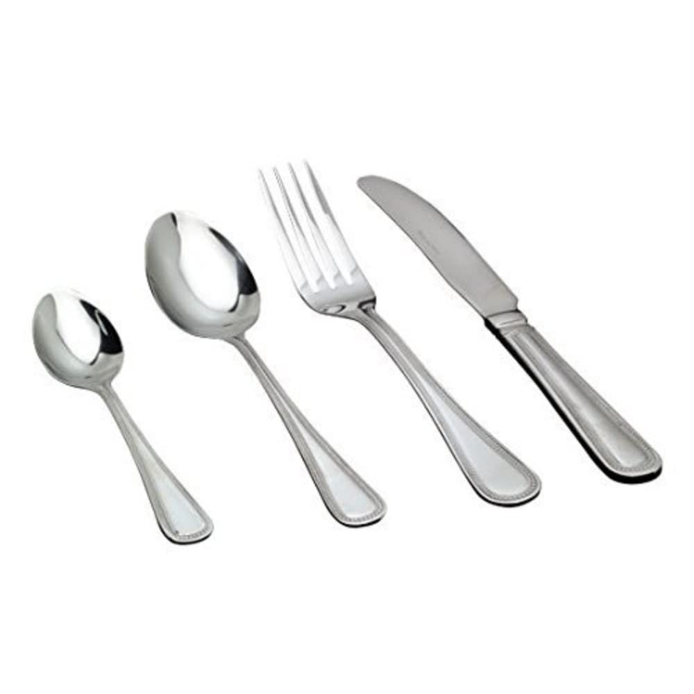 Genware NEV-DS-BD Dessert Spoon, Bead Pattern (Pack of 12)