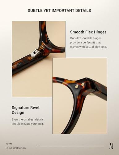 TIJN Olisa Blue Light Blocking Glasses for Women Men,Oval Glasses Frame Bluelight Glasses for Gaming/Computer/Screen