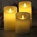 TJFEC Moving Wick LED Flameless Candles, Warmer Romantic Battery Powered,[Real Wax] Beautiful and Elegant Electric Candles - Set of 3, Ivory