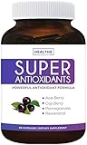 Super Antioxidant Supplement | Powerful Super Food Antioxidants Blend | Acai Berry, Goji Berry, Pomegranate & Trans Resveratrol | Natural Herbal & Fruit Formula | Skin Care | Made in USA | 60 Capsules