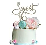 Sweet 16 Gold Cake Topper -16th Birthday Anniversary Cake Topper 16th Birthday Party Decoration