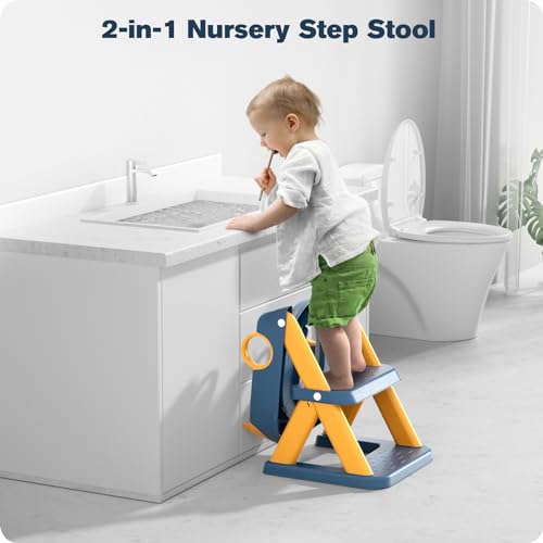 Rabb 1st Children's Toilet Reducer, Raised Seat for Men and Women, Non-Slip Anti-Splash Platform for Toilet, Blue Yellow