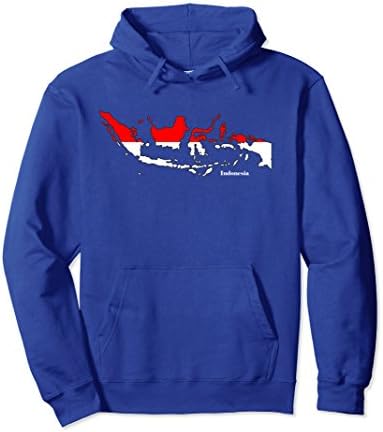 Unisex Indonesia Flag Map Hoodie Small Royal Blue