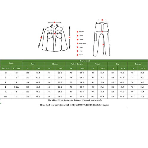 Mens Tactical Jackets and Pants Set Military Uniform Combat Camouflage Suit for Paintball Hunting