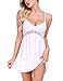Monrolove Sexy Babydoll Lingerie For Women Lace V Neck Full Slip Nightwear White S