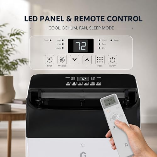 IDEALHOUSE 14,000 BTU Portable Air Conditioner for Large Room Up to 700 Sq.ft, 3-in-1 Portable AC Unit with Secure Window Kit, Auto-Evaporating Floor Air Conditioner with Remote & Timer for Bedroom