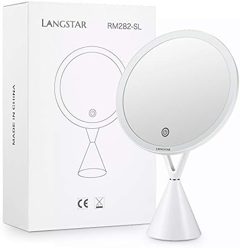 8-Inch Vanity Mirror with Lights, LANGSTAR Tabletop LED Lighted Makeup Mirror for Womans Bedroom