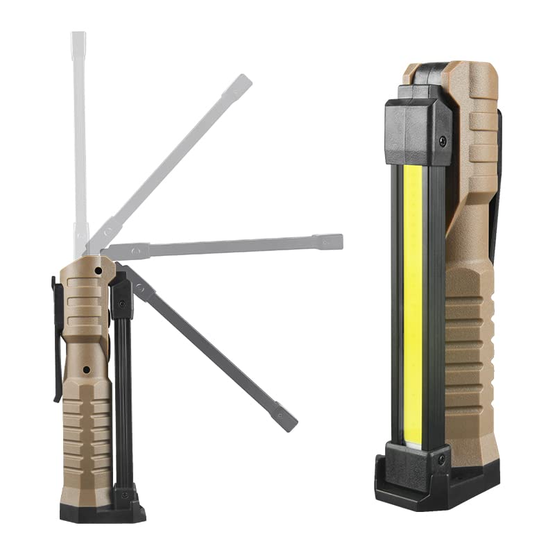 YZYOE Rechargeable LED Magnetic Work Light，Work Lights for Mechanics with Stand， Foldable Magnetic Flashlight Automotive Work Lamp, Hook, 180° Rotate,Camping, Emergency.