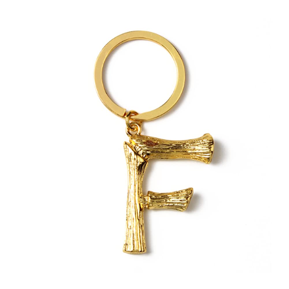 ARFUKA Keyring Alphabet Keychain Stainless Steel Letter F Initial Key Ring Birthday Key Chain for Men and Women Gold