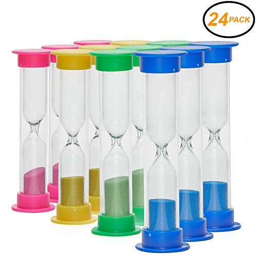 Srenta 3.5" Colorful Sand Timer Hourglasses, 2 Minutes Glass Tube, Mini Sandglass Sand Clock Timer, Pack of 24