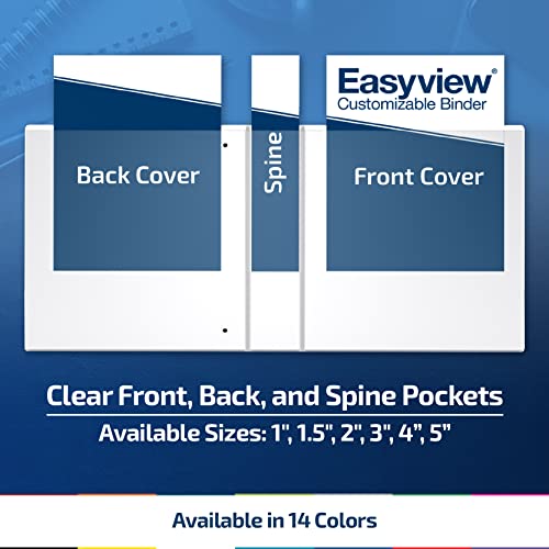 EasyView Premium 1Inch Binders with ClearView Covers, 3Ring Binders