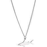 MOKAVIKY 25 Minimalist Animal Silver Shark Pendant Necklace for Women Cute Dainty Animal Fish Pendant Necklace for (Silver)