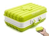 PuTwo 6 Compartments Travel Box Organizer Suitcase Shape Storage Portable Pill Dispenser, Green, 4.2 Ounce