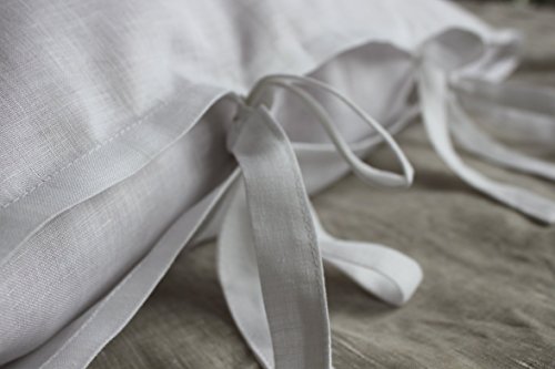 Natural Linen Pillow Sham with Ties - Standard, Queen, King, Euro Sizes - Natural, White, Grey, Pink, Blue Colors
