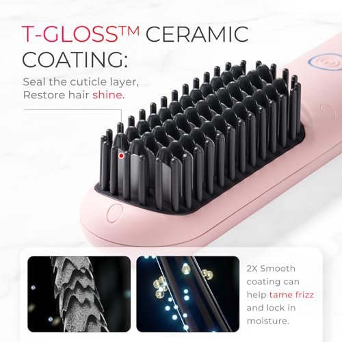 Cordless Hair Straightener Brush, TYMO Porta Straightening Brush for