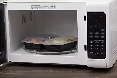 ChefLand 3-Compartment Microwave Safe Food Container with Lid/Divided Plate/Bento Box/Lunch Tray with Cover, Black, 10-Pack - Thumbnail 5