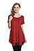 LARACE Womens Swing Tunic Tops Loose Fit Comfy Flattering T Shirt (L, Wine Red)