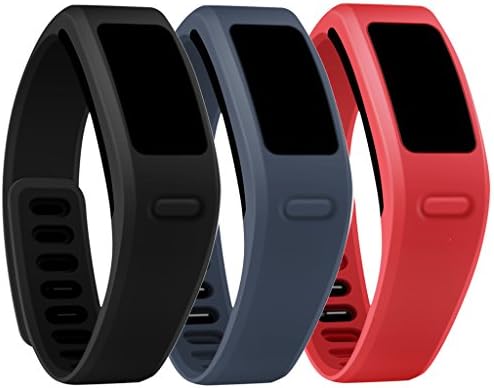 Henoda Replacement Wristband with Metal Clasps for Garmin Vivofit Bands, 3PCS Basic Black+Red+Slate, Large
