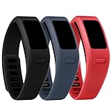 Henoda Replacement Wristband with Metal Clasps for Garmin Vivofit Bands, 3PCS Basic Black+Red+Slate, Large