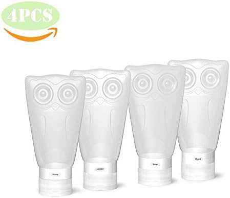 Travel Bottles,3 fl oz/83ml Silicone Travel Container,Leak Proof,BPA Free,TSA Approved,Set of 4 PCS with Clear Toiletry bag,Travel Kit for Shampoo/Conditioner/Lotion/Honey/Toiletries -VelPal