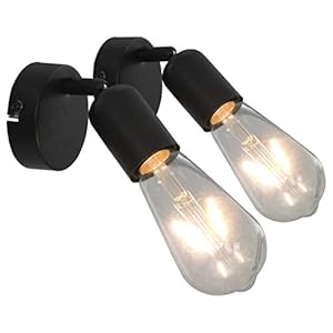 vidaXL 2x Spotlight met Filament Peren 2 W E27 Zwart Koperkleurig Spotlamp