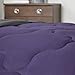 Comfort Spaces Vixie Reversible Comforter Set - Trendy Casual Geometric Quilted Cover, All Season Down Alternative Cozy Bedding, Matching Sham, Purple/Charcoal, Twin/Twin XL 2 piece