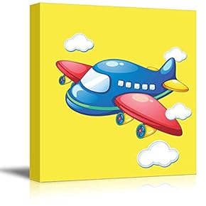 Square Canvas Wall Art - Blue Airplane - Kid