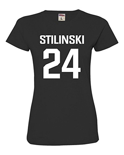 Small Black Womens Stilinski LaCrosse #24 Deluxe Soft T-Shirt
