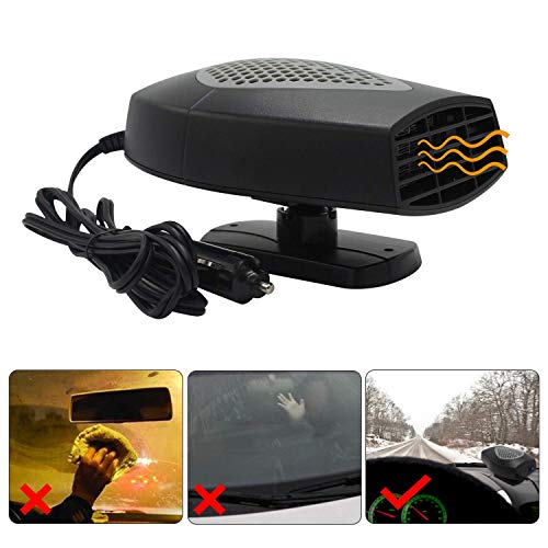 Car Heater,Auto Heater Fan,Car Defogger,Ferryone Fast Heating Quickly Defrosts Defogger 12V 150W Auto Ceramic Heater Fan 3-Outlet Plug in Cig Lighter (Black)