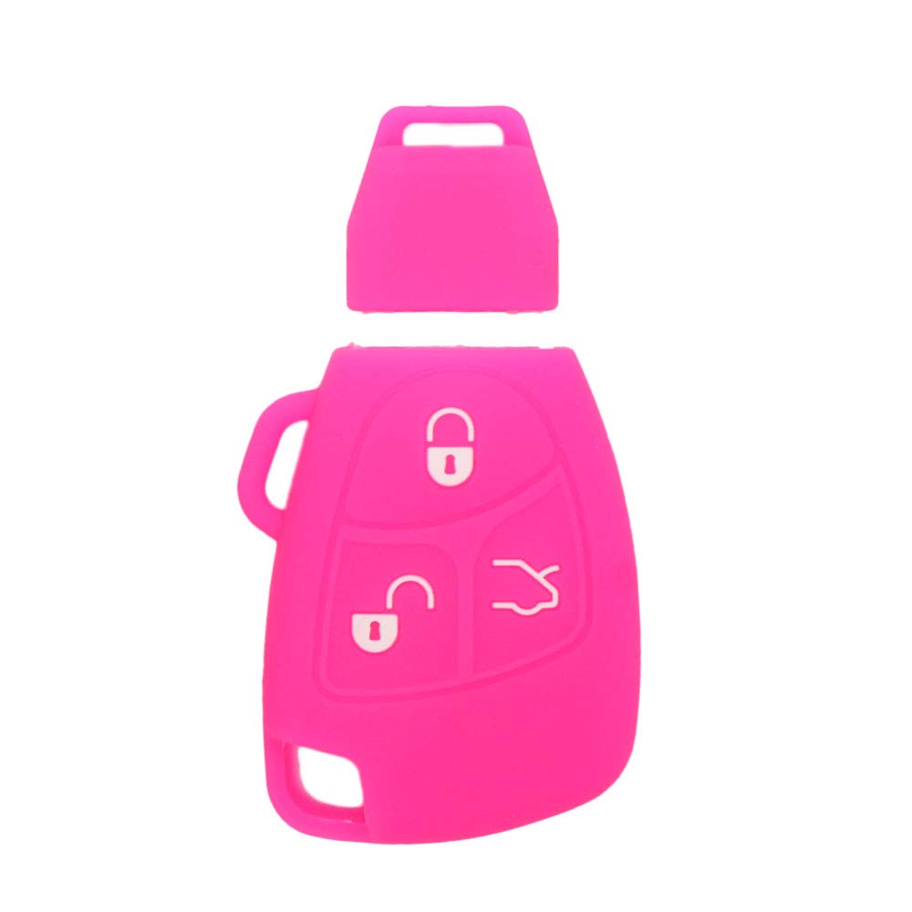 BROVACS Silicone Cover Protector Case Holder Skin Jacket Compatible with MERCEDES BENZ 3 Button Smart Remote Key Fob CV4956 Rose