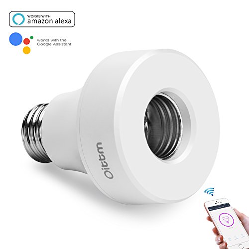 Oittm Smart Light Socket Wi-Fi Lights Bulb Adapter Base Converter E26 Lamp Holder Works with Alexa and Google Assistant, No Hub Required, App Control from Anywhere