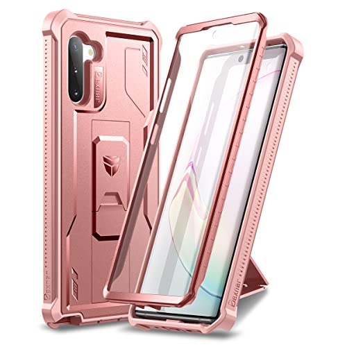 Dexnor for Samsung Galaxy Note 10 Case, [Built in Screen Protector and Kickstand] Heavy Military Grade Protection Shockproof Protective Cover for Samsung Galaxy Note 10 Rose Gold