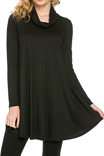 Pastel by Vivienne Women's Long Sleeve Rayon Jersey Swing Tunic Small Black