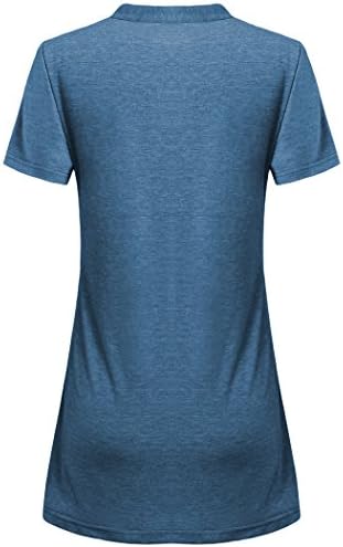 Ouncuty Split V Neck Tunic Casual Shirt for Women Short Sleeve Pleated Tunic Tops Fashion 2018