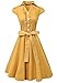 Anni Coco Women's 1950s Cap Sleeve Swing Vintage Party Dresses Yellow Small