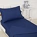 TILLYOU 3-Piece Brushed Microfiber Toddler Sheet Set for Boys Girls, Solid Baby Bedding Sheet & Pillowcase Sets Includes Flat Sheet, Fitted Bed Sheet and Envelope Pillowcase, Navy Blue
