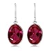 Gem Stone King 925 Sterling Silver Red Created Ruby Dangle Earrings For Women 10.00 Cttw Oval Shape 14X10MM