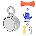 Double-Sided Magnet Fishing Magnet with Rope x 98 ft (30 m), Super Round Neodymium Magnet with Eye Bolts, Vertical Tension 163KG Ideal for Beginners in The River for Magnetic Fishing and Salvage