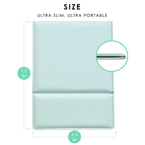 Premium Portable Makeup Mirror by MODESSE (Mint) | Perfect for Travel, Office Desk, Vanity Table | Large Size, Folding Design with Stand, Vegan Leather | Beauty Gifts for Bridesmaids - Thumbnail 3