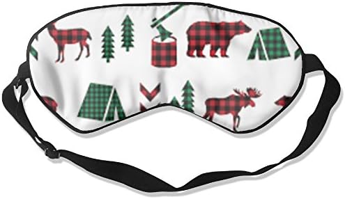 Buffalo Plaid Moose Sleep Mask For Sleeping Contoured Shape Ultra Lightweight Comfortable Eye Mask