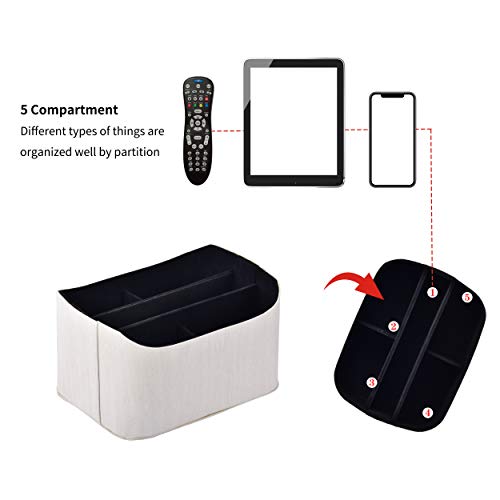 LUXSUN Remote Control Holder with 5 Compartments, Large Capacity