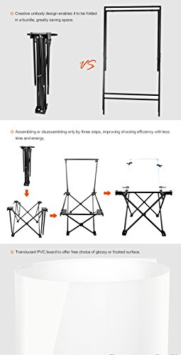 Neewer Foldable Portable Studio Photo Shooting Table with Aluminum Frame + 24x51/ 60x130cm Glossy Frosted Surface Board Cover + Carrying Bag for Still Life Photography