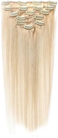 Royar Beauty Platinum Blonde Hair Extensions Real Clip in Full Head Hair Extentions(#60，20inch,125g)