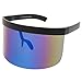 sunglassLA - Futuristic Oversize Shield Visor Sunglasses Flat Top Mirrored Mono Lens 172mm (Blue Mirror)