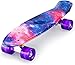 Enkeeo 22 Inch Cruiser Skateboard Plastic Banana Board with Bendable Deck and Smooth PU Casters for Kids Boys Youths Beginners, 220 Ibs. (Galaxy)