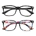 Blue Light Blocking Glasses 2 Pack Anti Eye Strain Minimize Headache UV Blocking Computer Reading Gaming Eyeglasses, Men/Women (Black&Flower)