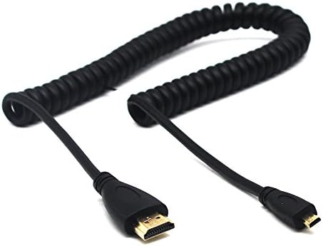 Riipoo Coiled Micro HDMI to HDMI Cable, 2M 6.5ft Micro HDMI Adapter Cable for Gopro Hero, Atomos Ninja Star Recorder Camcorder