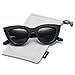 COASION Retro Cateye Sunglasses for Women Small Face Fashion Cateye Frames Eyewear Mirrored Lenses UV400 Protection (Matte Black Frame/Black Lens)